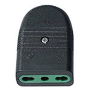 2P+E 16A P17/11 axial outlet black