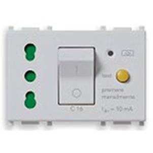 Gniazdo 2P+E, 16A, P17/11, z wyłącznikiem różnocowy-prądowym C16, 3M, srebrny