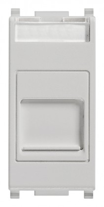 Gniazdo telefoniczne z pokrywą, RJ12, 1M, srebrny