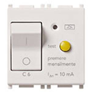 Wyłącznik różnocowo-prądowy 1P+N, 10mA, C6, 2M, biały