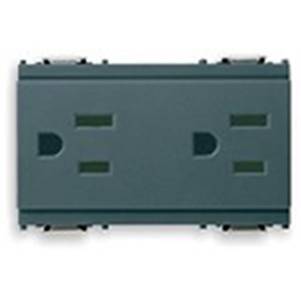 Dwa gniazdo 2P+E, 15A, 127V, standard amerykański, SICURY, 3M, antracyt