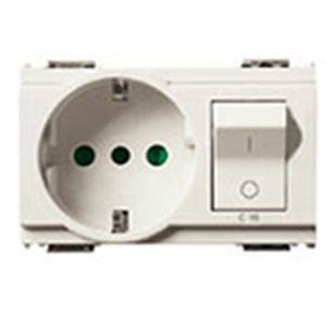 Gniazdo 2P+E, 10A, P30, z wyłącznikiem C16, 2M, biały
