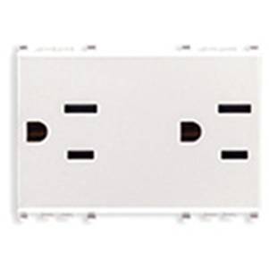 Podwójne gniazdo 2P+E, 15A, standard amerykański, SICURY, 1M, biały