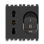 Gniazdo z wyłącznikiem prądowym, standard włoski P17/11, 16A, 1M, antracyt