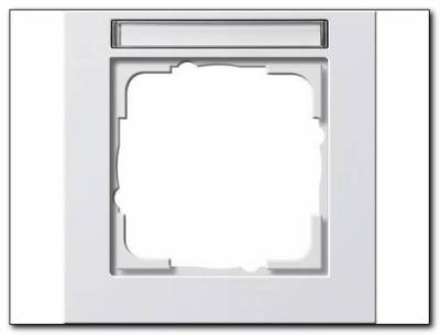 Ramka pojedyncza z polem opisowym Gira E2 biały matowy