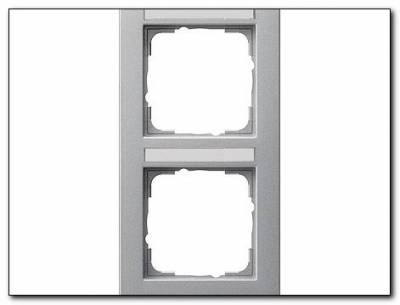 Ramka podwójna z p.opis, pionowe Gira E2 kolor alu