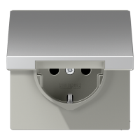 Gniazdo Schuko z klapką, samozaciski, aluminium